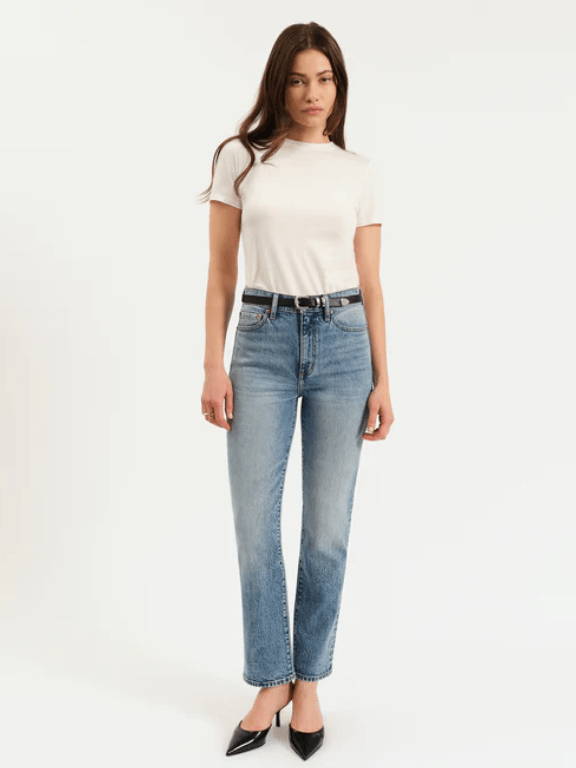 Daze Smarty Pants High Rise Slim Straight Jean in Face to Face - Unincorporated