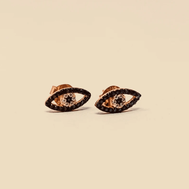 Filaki Evil Eye Stud Earrings in Rose Gold - Unincorporated