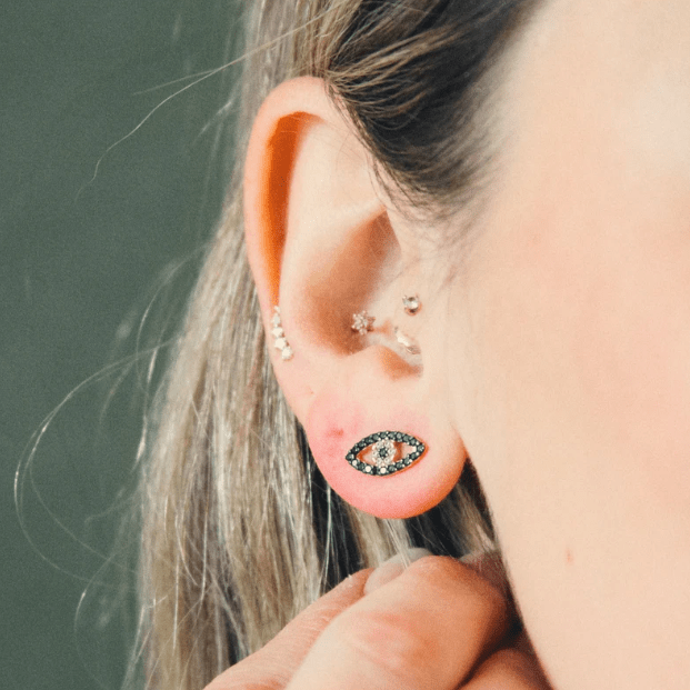 Filaki Evil Eye Stud Earrings in Rose Gold - Unincorporated