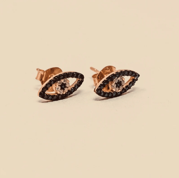 Filaki Evil Eye Stud Earrings in Rose Gold - Unincorporated