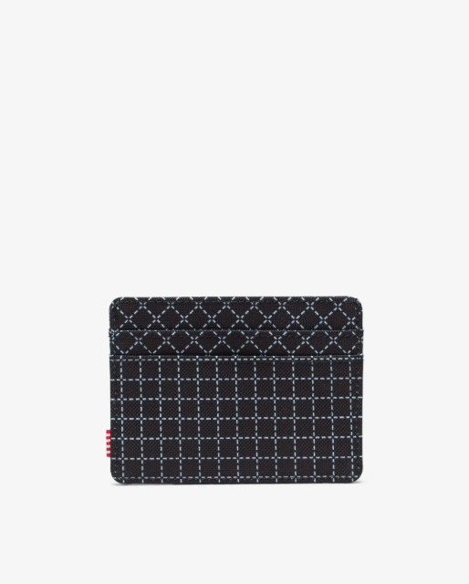 Black and white checkered cardholder on a white background
