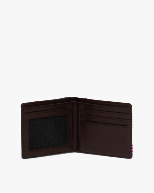 Open brown wallet on a white background