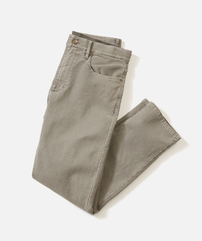Marine Layer 5 Pocket Flex Terry Pant Slim Straight in Olive - Unincorporated