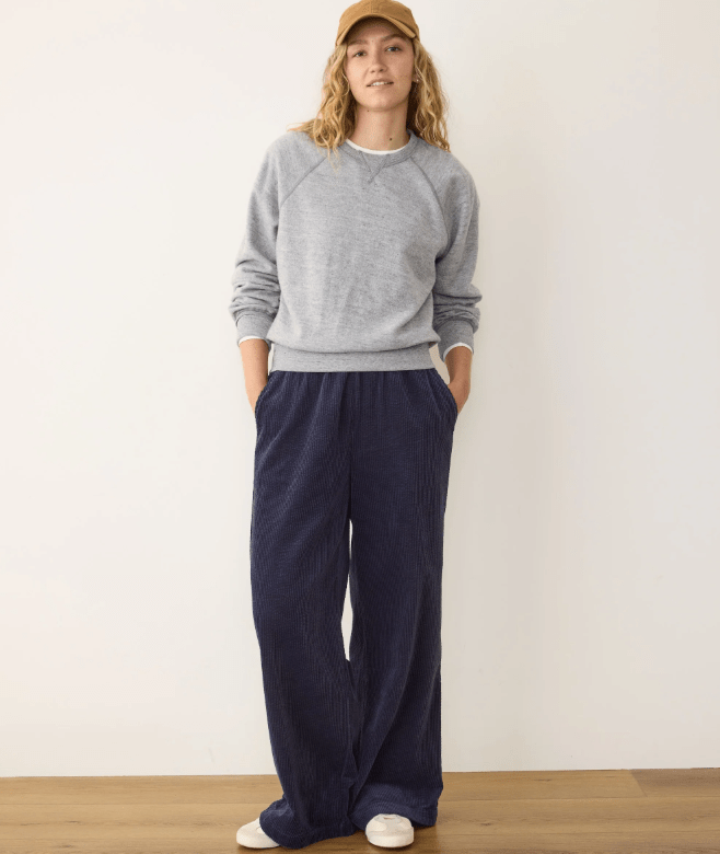 Marine Layer Allison Corduroy Trouser in Navy - Unincorporated