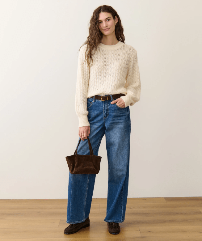 Marine Layer Alma Crewneck Sweater in Cream - Unincorporated