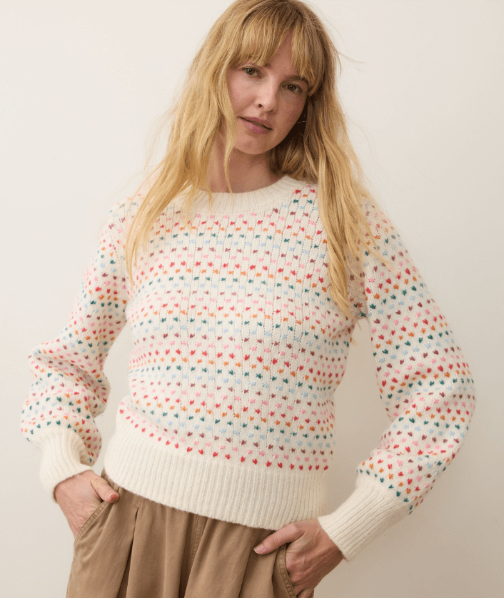 Marine Layer Alma Crewneck Sweater in Rainbow - Unincorporated