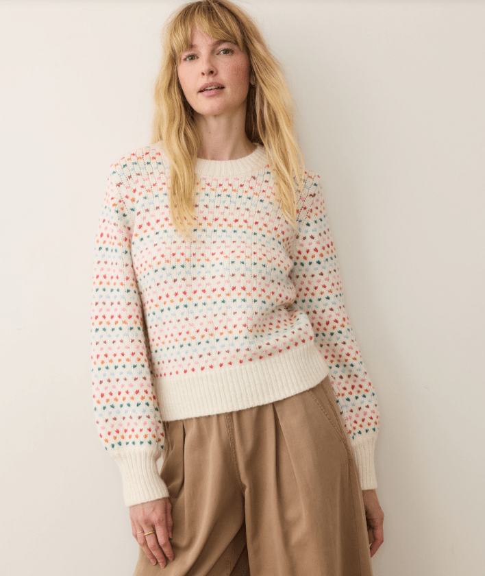 Marine Layer Alma Crewneck Sweater in Rainbow - Unincorporated