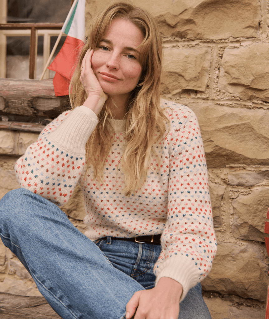 Marine Layer Alma Crewneck Sweater in Rainbow - Unincorporated