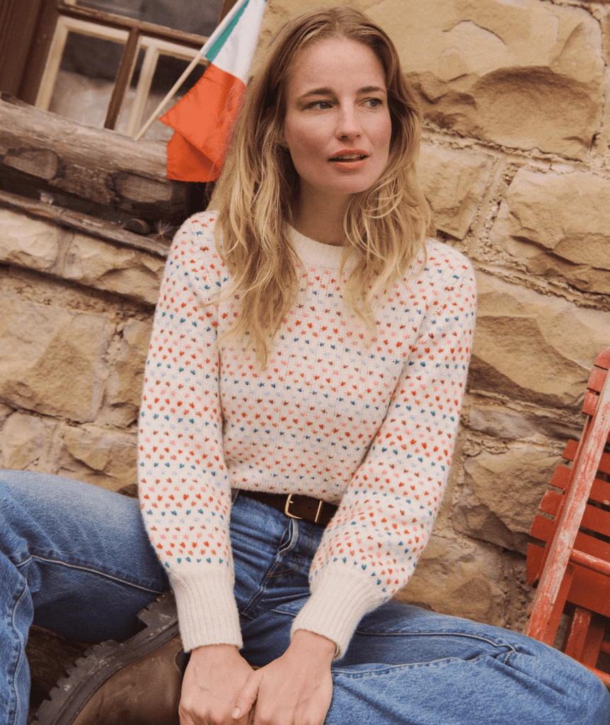 Marine Layer Alma Crewneck Sweater in Rainbow - Unincorporated