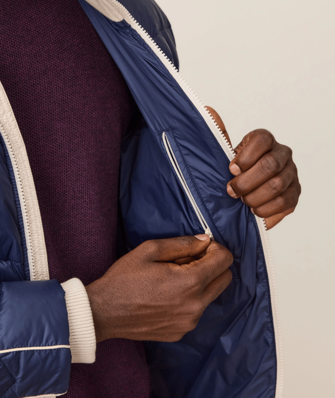 Marine Layer Bode Puffer Jacket in Navy - Unincorporated
