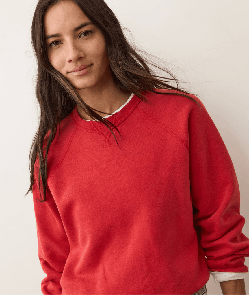 Marine Layer Cloud 9 Fleece Reversible Crewneck in Cherry Red - Unincorporated