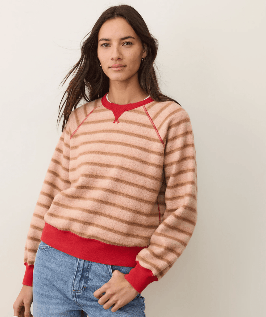 Marine Layer Cloud 9 Fleece Reversible Crewneck in Cherry Red - Unincorporated