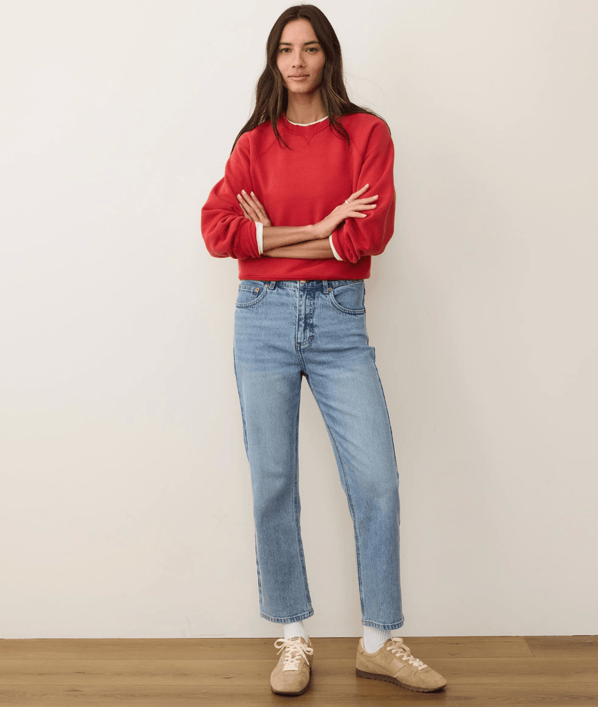 Marine Layer Cloud 9 Fleece Reversible Crewneck in Cherry Red - Unincorporated