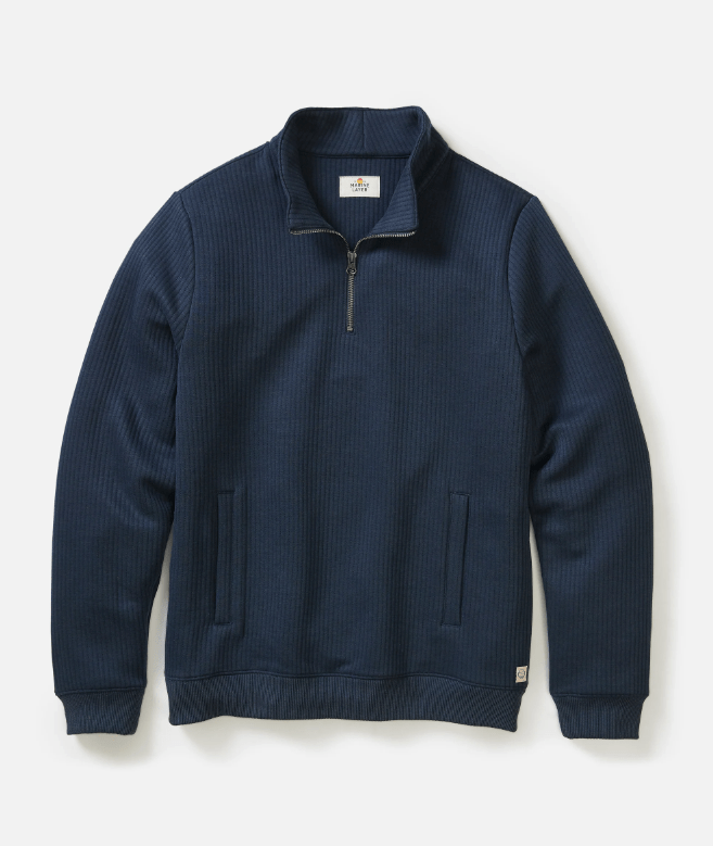 Marine Layer Corbet Quilted Quarter Zip in Navy - Unincorporated