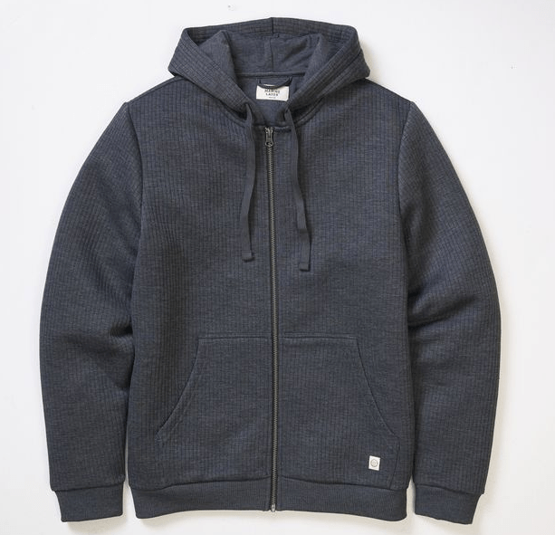 Marine Layer Corbet Quilted Zip Hoodie in Black Heather - Unincorporated