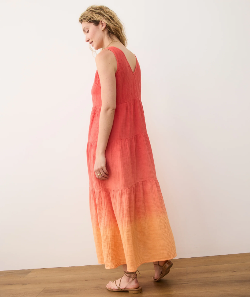 Marine-Layer-Corinne-Double-Cloth-Maxi-Dr4ess-in-Hibiscus-Dip-Dye