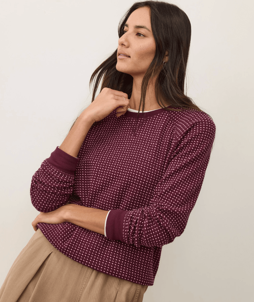 Marine Layer Daisy Textured Raglan in Fig - Unincorporated