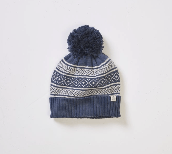 Marine Layer Fair Isle Pom Beanie in Navy - Unincorporated