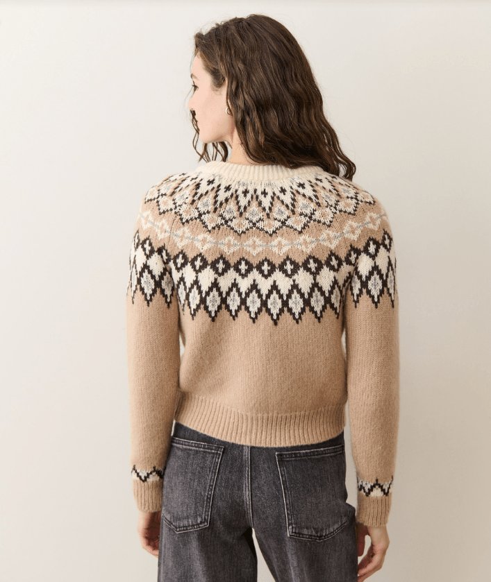 Marine Layer Fiorella Cardigan in Neutral Fair Isle - Unincorporated