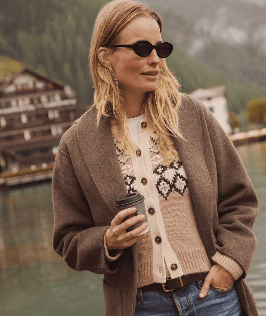 Marine Layer Fiorella Cardigan in Neutral Fair Isle - Unincorporated