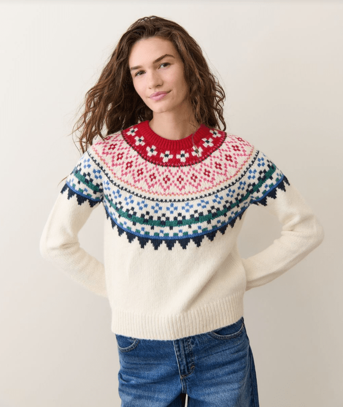 Marine Layer Fiorella Crewneck Sweater in Multi Fair Isle - Unincorporated