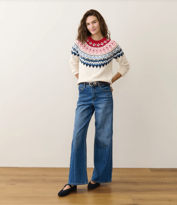 Marine Layer Fiorella Crewneck Sweater in Multi Fair Isle - Unincorporated