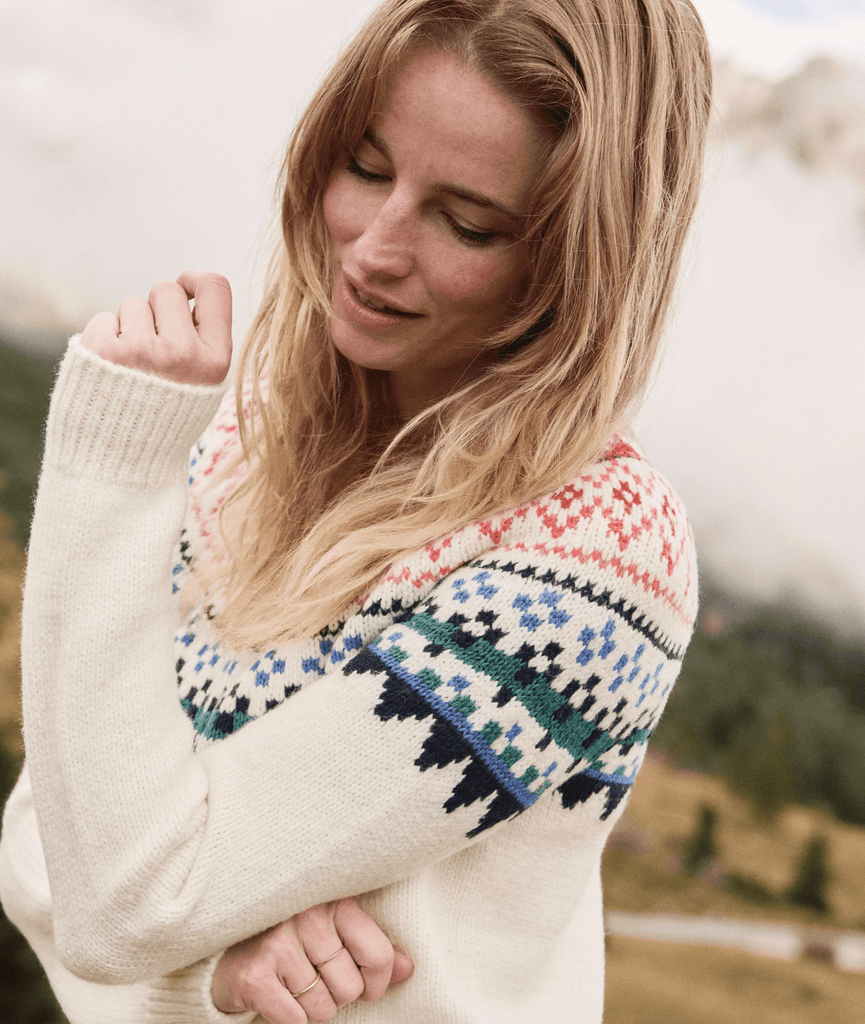 Marine Layer Fiorella Crewneck Sweater in Multi Fair Isle - Unincorporated
