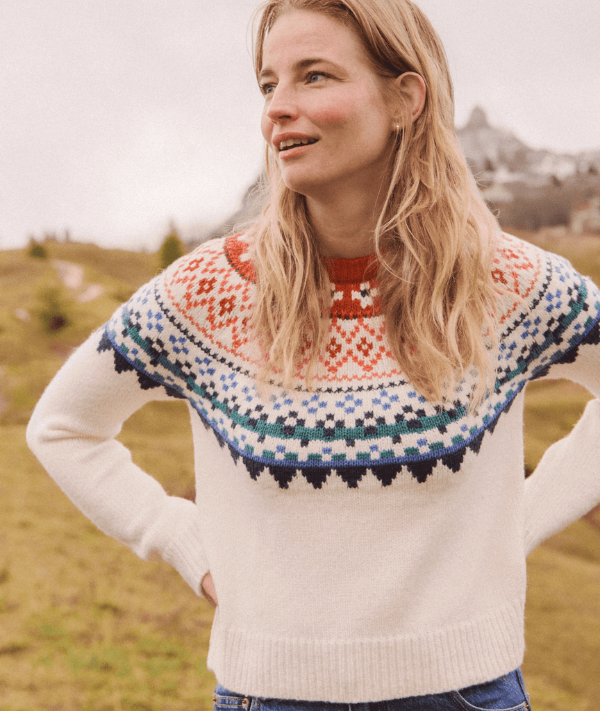 Marine Layer Fiorella Crewneck Sweater in Multi Fair Isle - Unincorporated