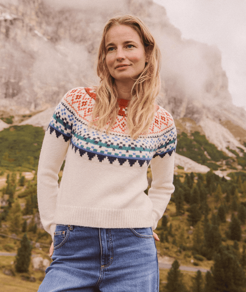 Marine Layer Fiorella Crewneck Sweater in Multi Fair Isle - Unincorporated