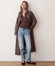 Marine Layer Hayes Houndstooth Trench Coat in Neutral Herringbone