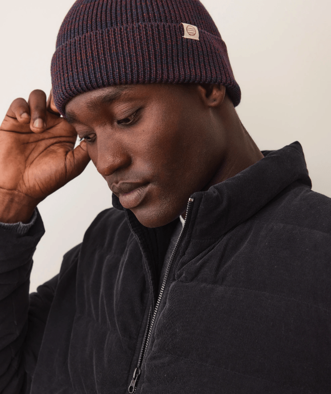 Marine Layer Inverness Beanie in Navy/Red - Unincorporated