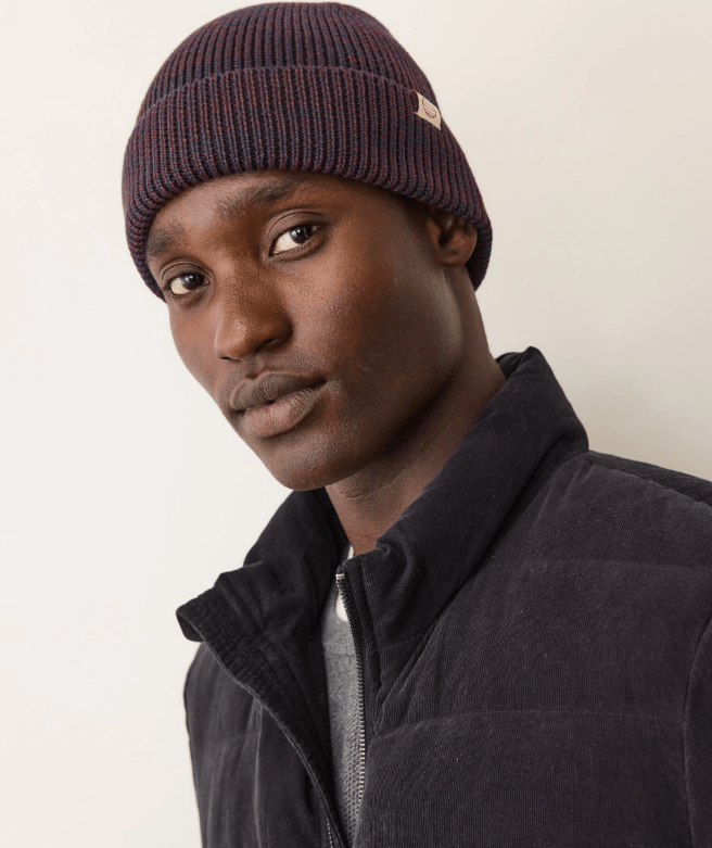 Marine Layer Inverness Beanie in Navy/Red - Unincorporated