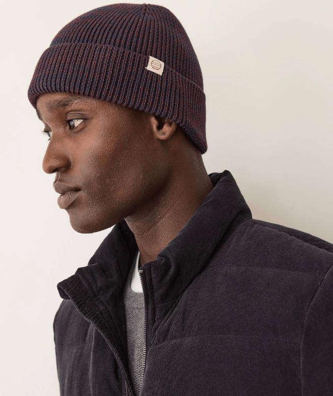 Marine Layer Inverness Beanie in Navy/Red - Unincorporated