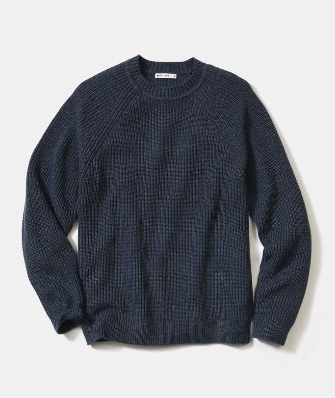Marine Layer Inverness Crew Sweater in Navy/Green - Unincorporated