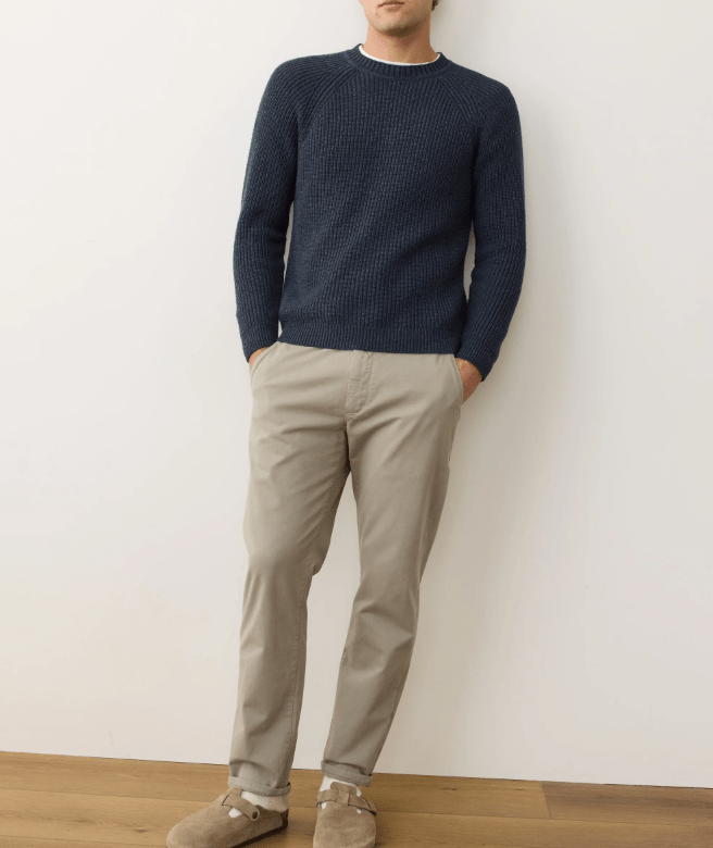 Marine Layer Inverness Crew Sweater in Navy/Green - Unincorporated