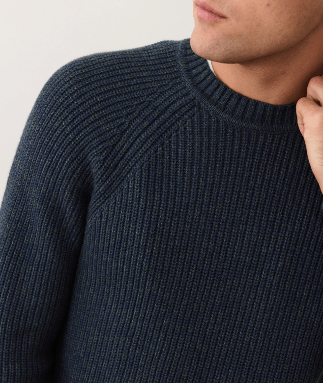 Marine Layer Inverness Crew Sweater in Navy/Green - Unincorporated