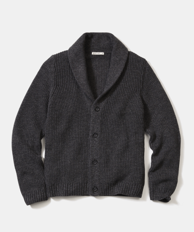 Marine Layer Inverness Sweater Cardigan in Charcoal - Unincorporated