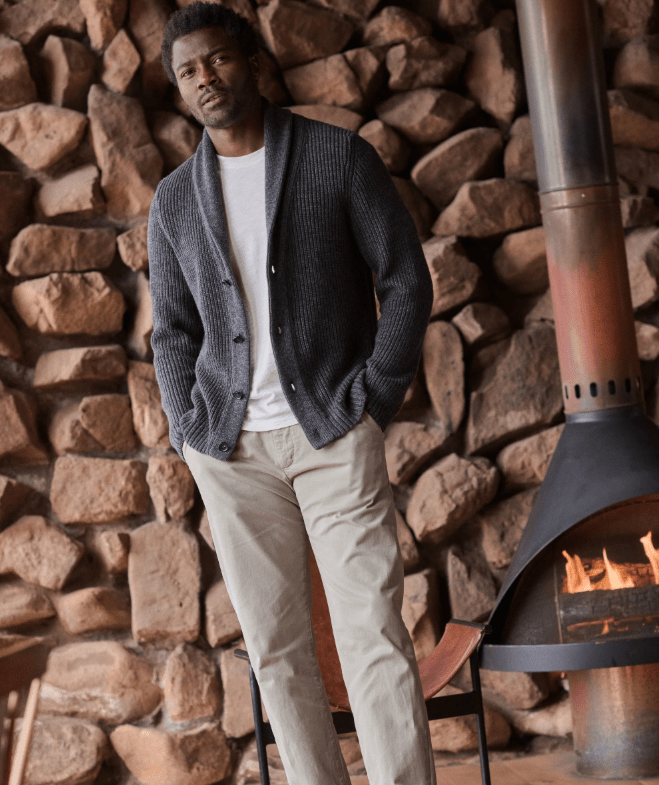 Marine Layer Inverness Sweater Cardigan in Charcoal - Unincorporated