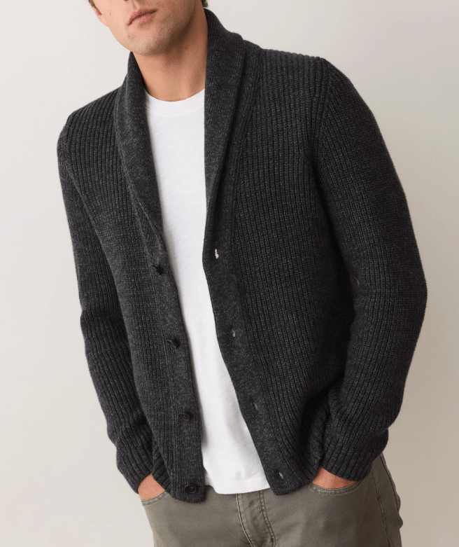 Marine Layer Inverness Sweater Cardigan in Charcoal - Unincorporated