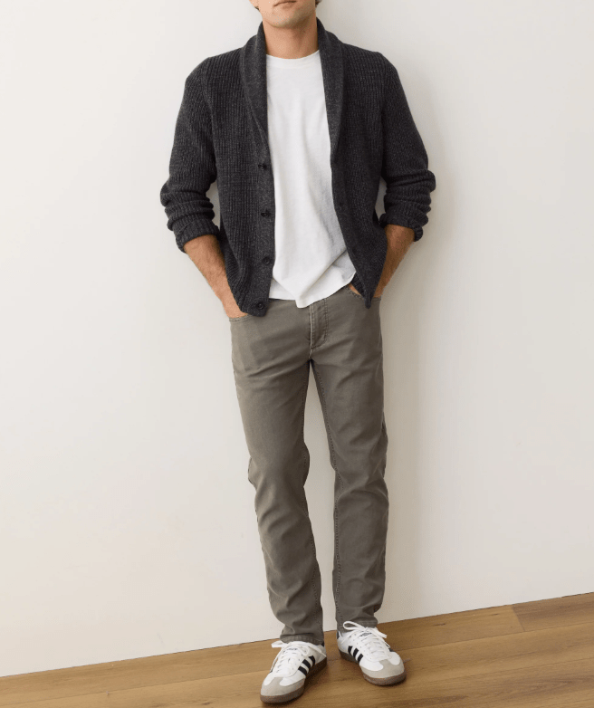 Marine Layer Inverness Sweater Cardigan in Charcoal - Unincorporated