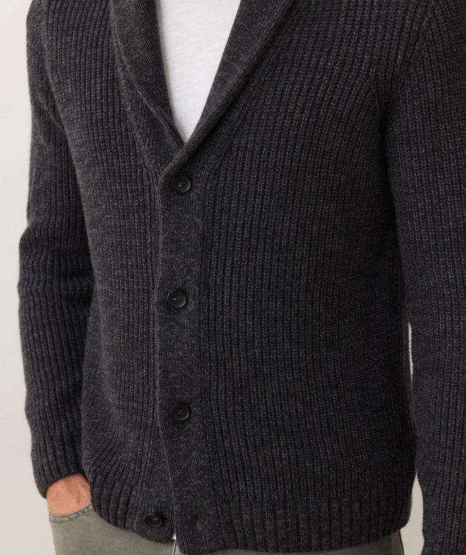 Marine Layer Inverness Sweater Cardigan in Charcoal - Unincorporated