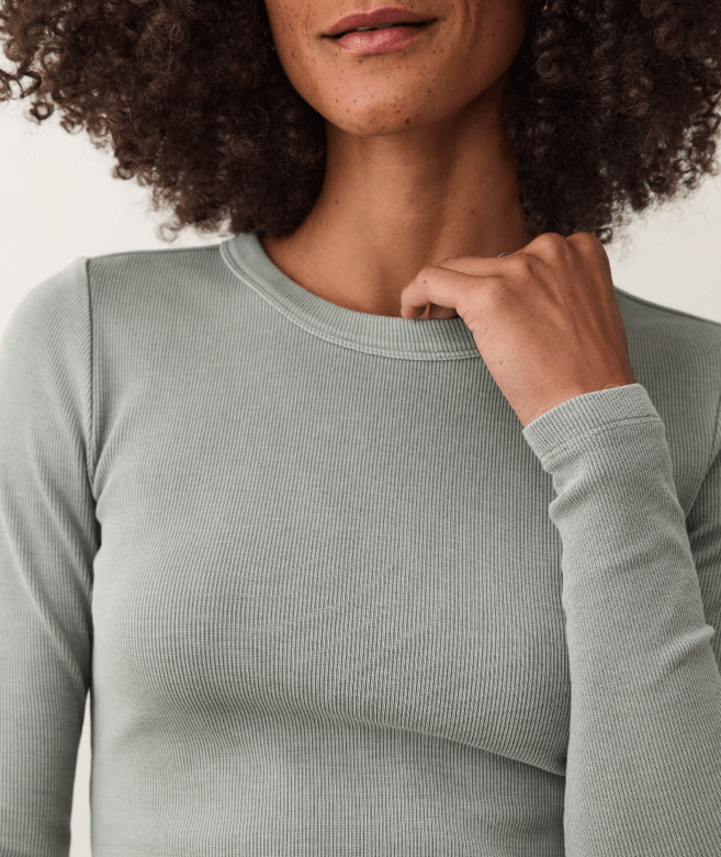 Marine Layer LS Lexi Rib Sun - In Crew Tee in Shadow - Unincorporated