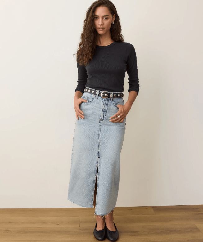 Marine Layer Longsleeve Lexi Rib Sun - In Crew Tee in Black - Unincorporated