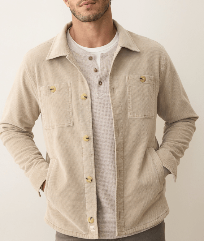 Marine Layer Max Moleskin Overshirt in Taupe - Unincorporated