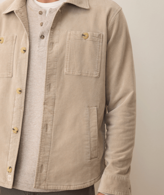 Marine Layer Max Moleskin Overshirt in Taupe - Unincorporated