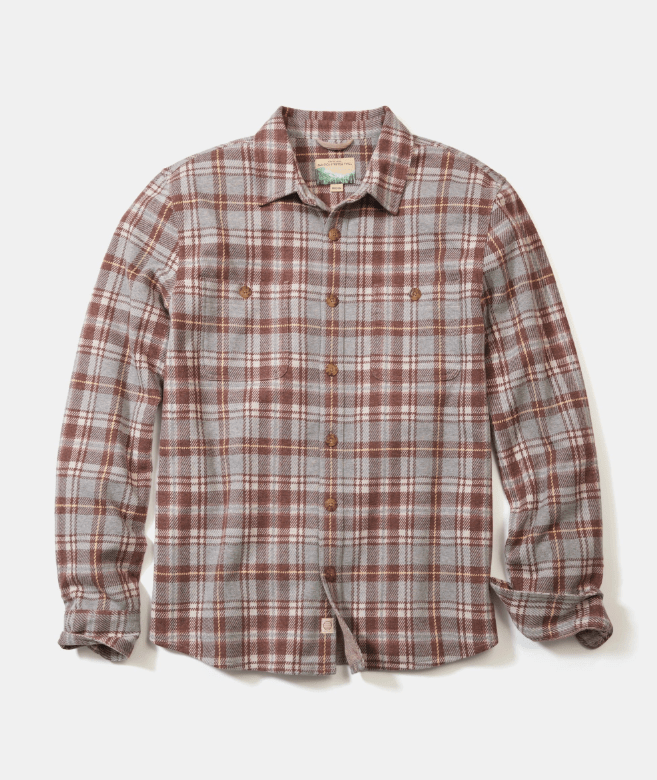 Marine Layer Pacifica Stretch Twill Overshirt in Warm Plaid - Unincorporated