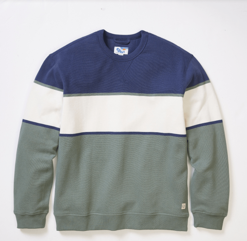 Marine Layer Relaxed Cloud 9 Fleece Crewneck in Navy/Green - Unincorporated