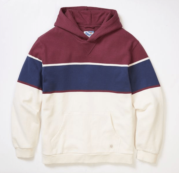 Marine Layer Relaxed Cloud 9 Fleece Hoodie in Burgundy/Navy - Unincorporated