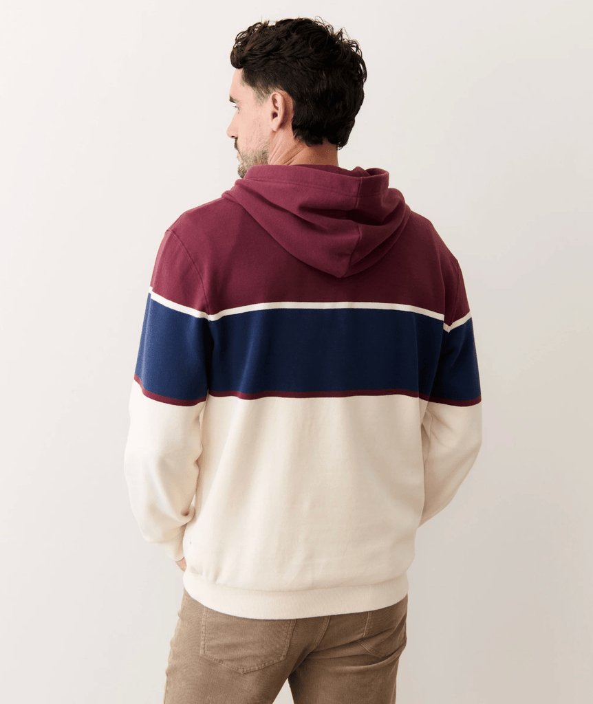 Marine Layer Relaxed Cloud 9 Fleece Hoodie in Burgundy/Navy - Unincorporated