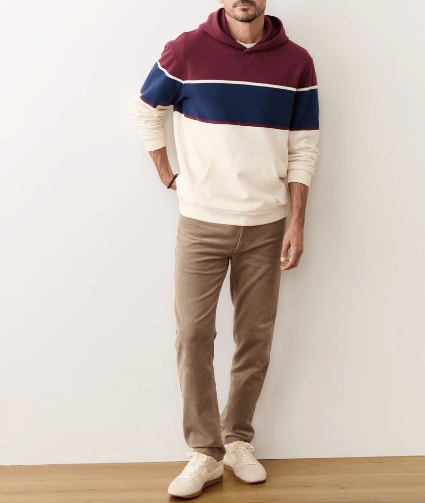 Marine Layer Relaxed Cloud 9 Fleece Hoodie in Burgundy/Navy - Unincorporated